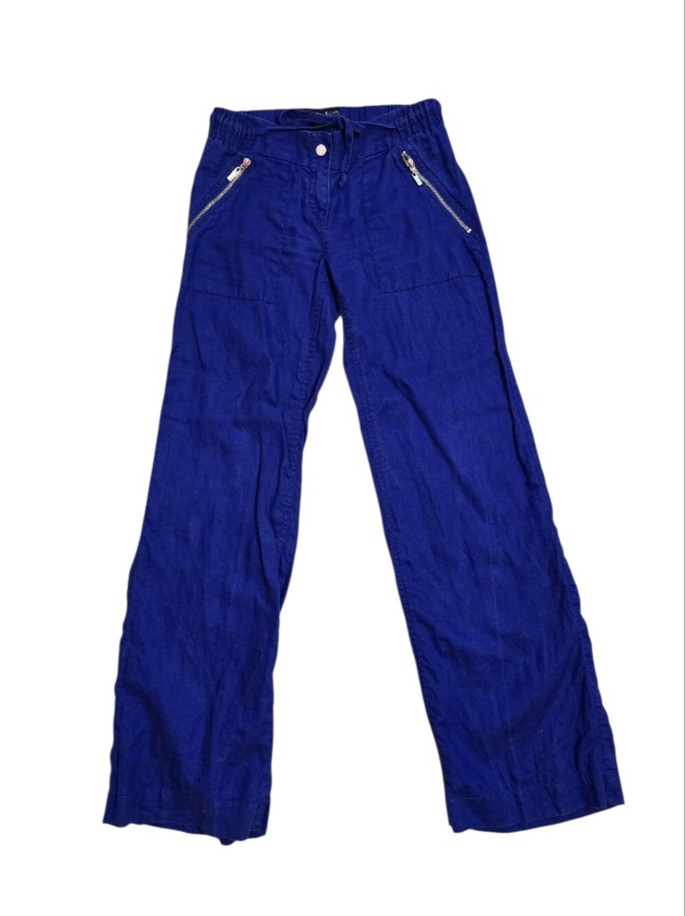 Guess by Marciano Royal Blue 100% Linen Flare Pants XS Resort
